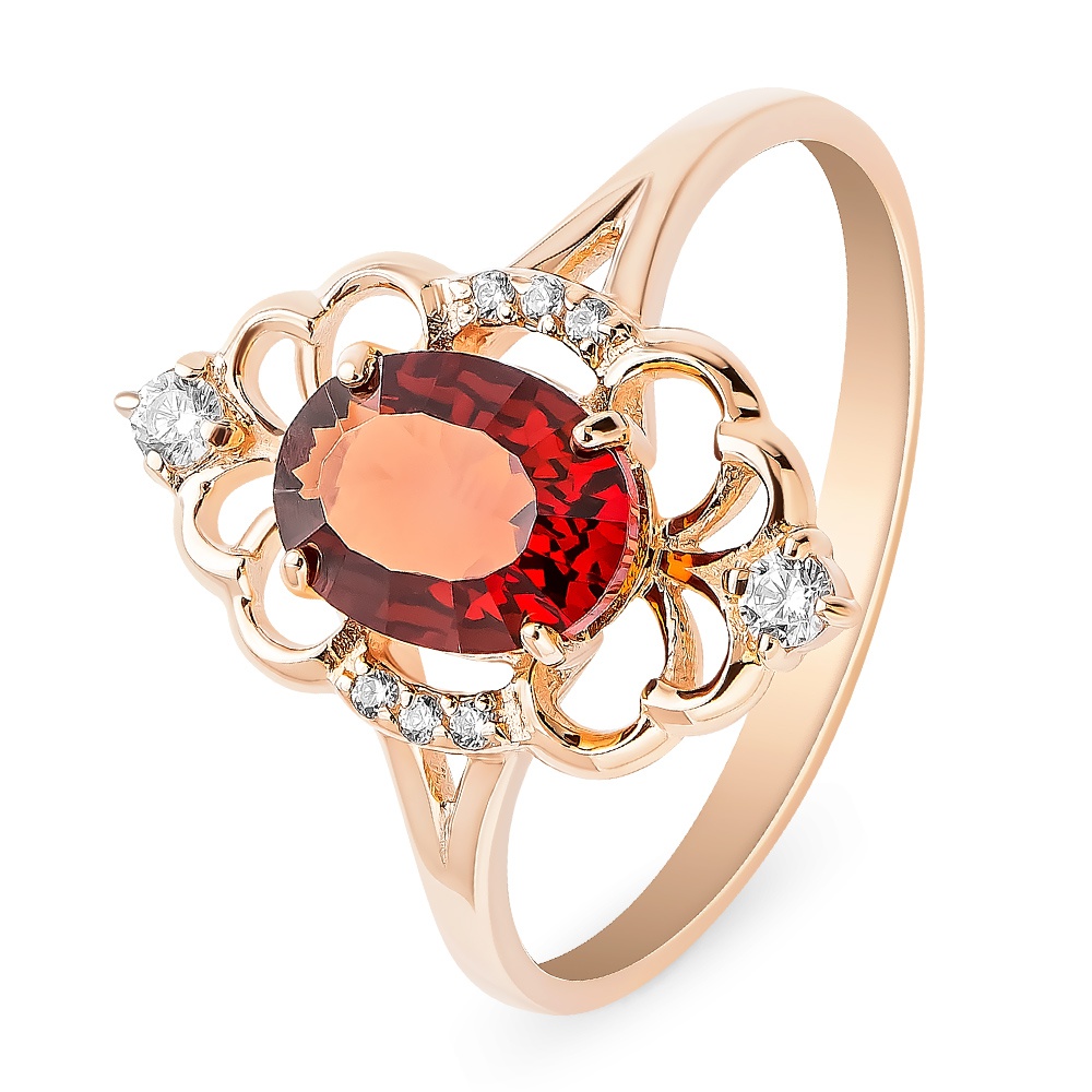 

Кольцо женское из красного золота с фианитом 585Gold 301009952, р, 301009952