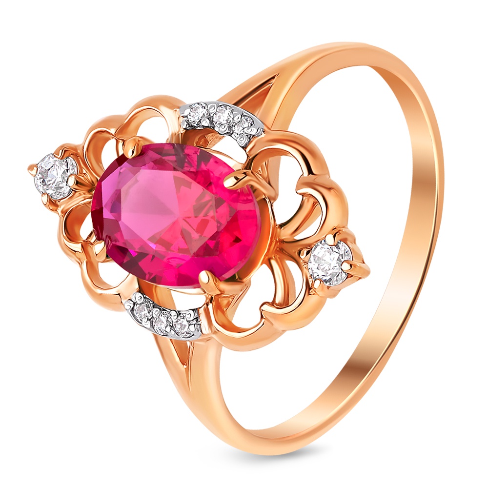 

Кольцо женское из красного золота с фианитом 585Gold 301009952, р, 301009952