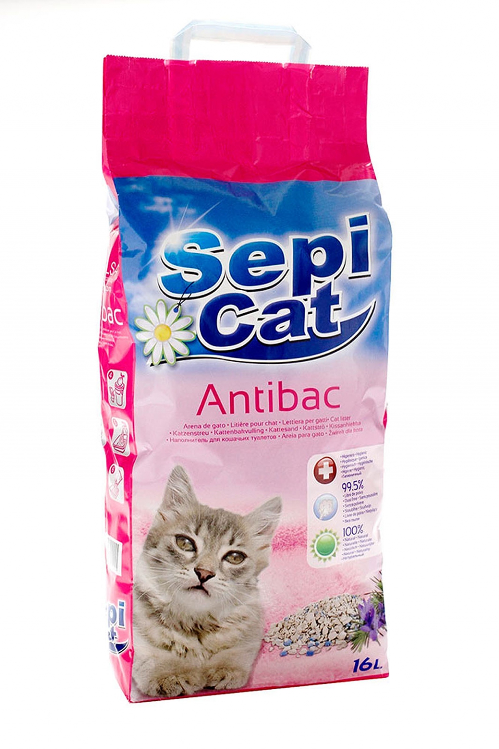Впитывающий наполнитель для кошек SEPICAT Antibac, глиняный, 5 кг, 8 л,
