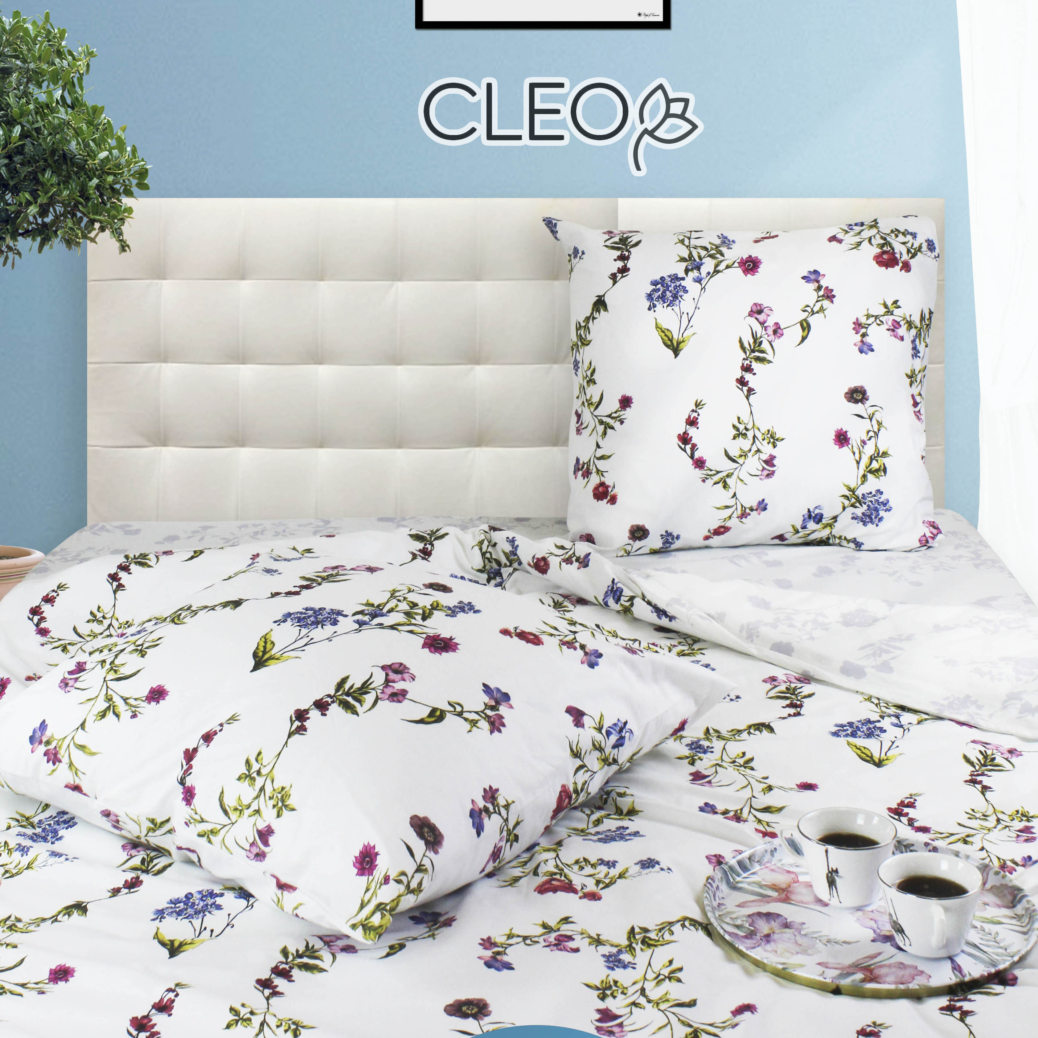 Постельное белье 1,5 спальное Cleo Pure Cotton наволочки 70х70, поплин 100% хлопок