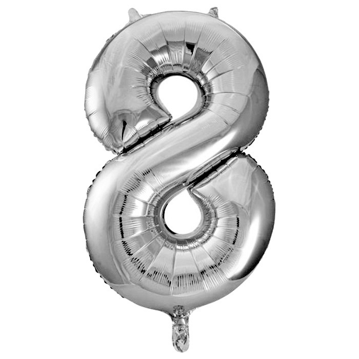 

Шар фольгированный 40 К Цифра 8, Silver, Серебристый