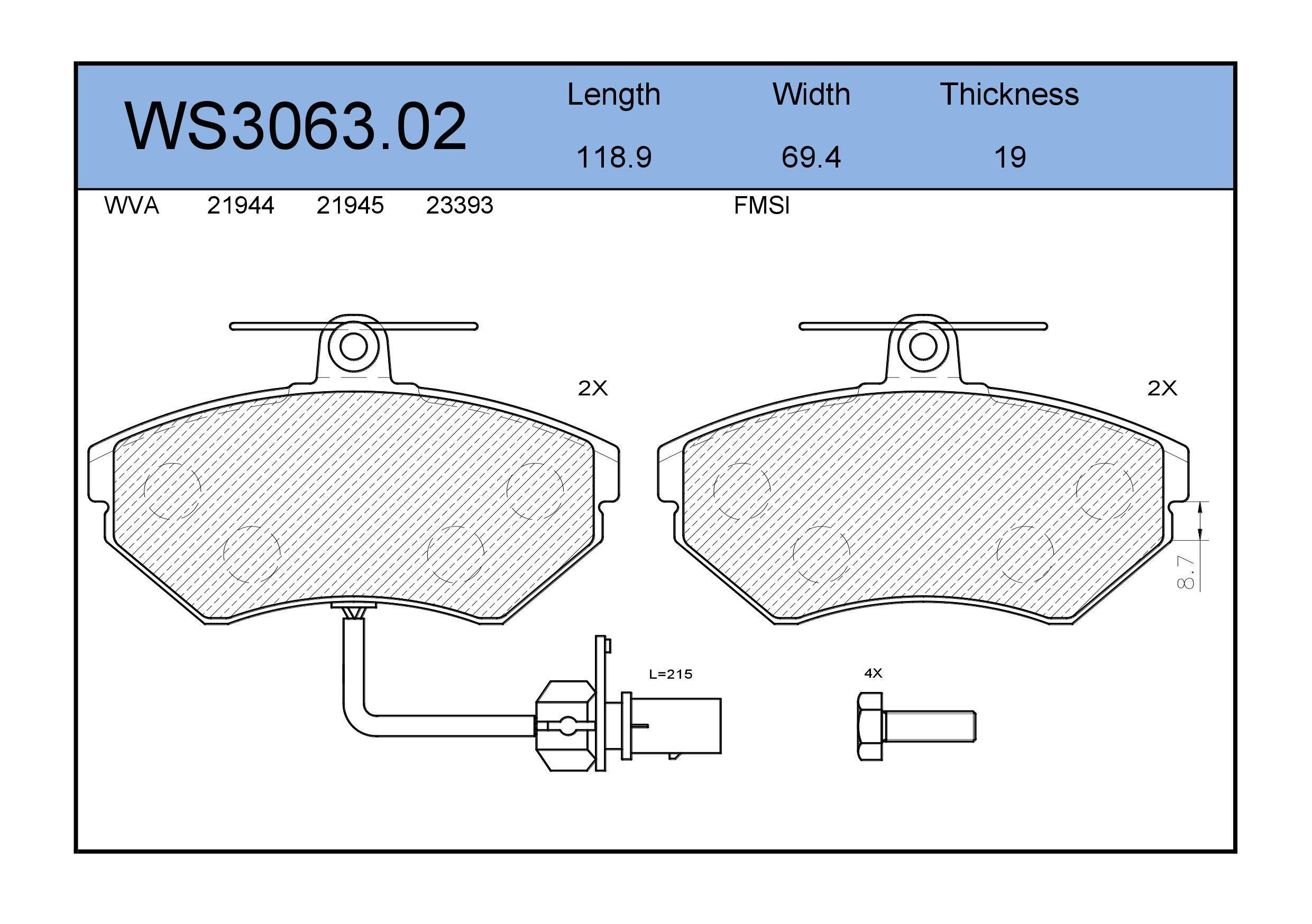 

Тормозные колодки JEENICE передние дисковые WS306302
