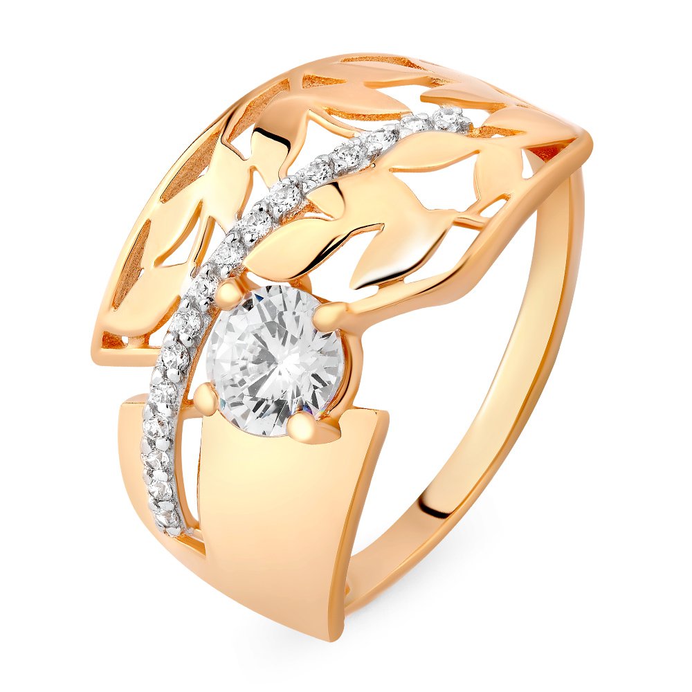 

Кольцо женское из красного золота с фианитом 585Gold 301009770, р, 301009770