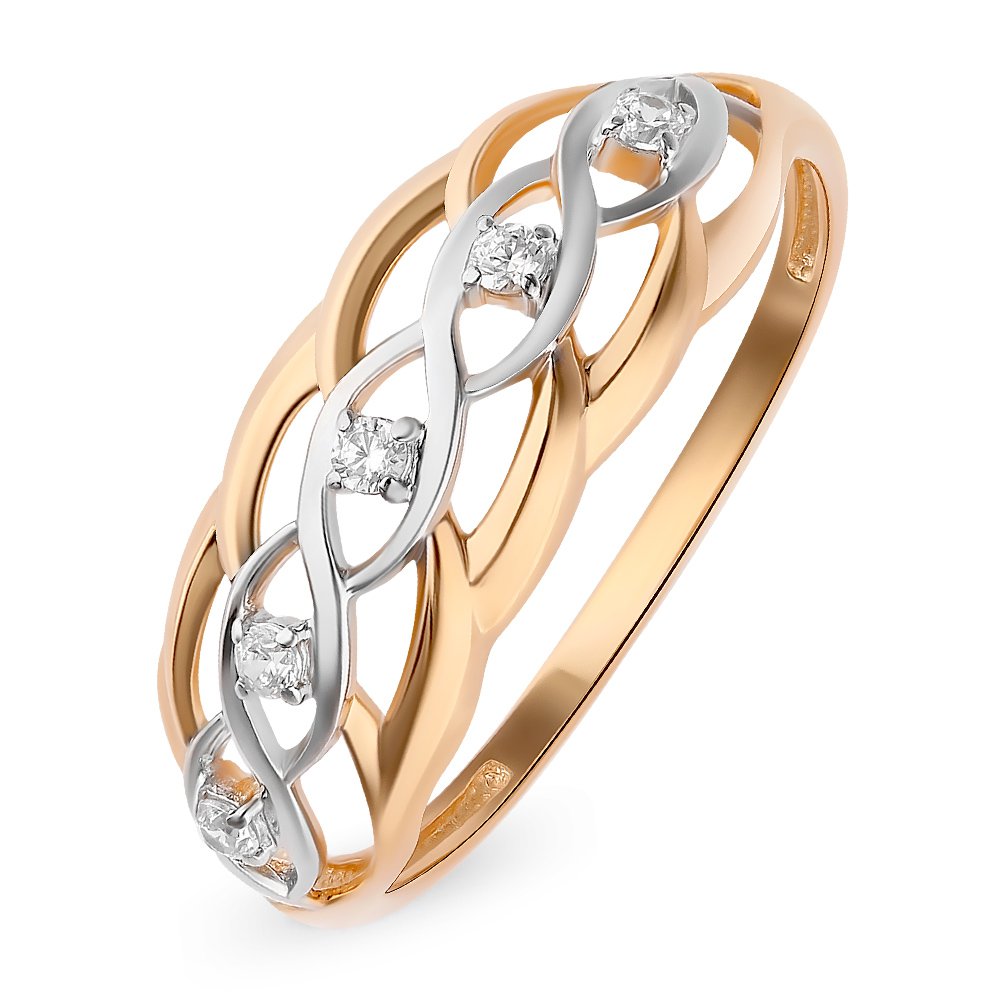 

Кольцо женское из красного золота с фианитом 585Gold 301009606, р, 301009606