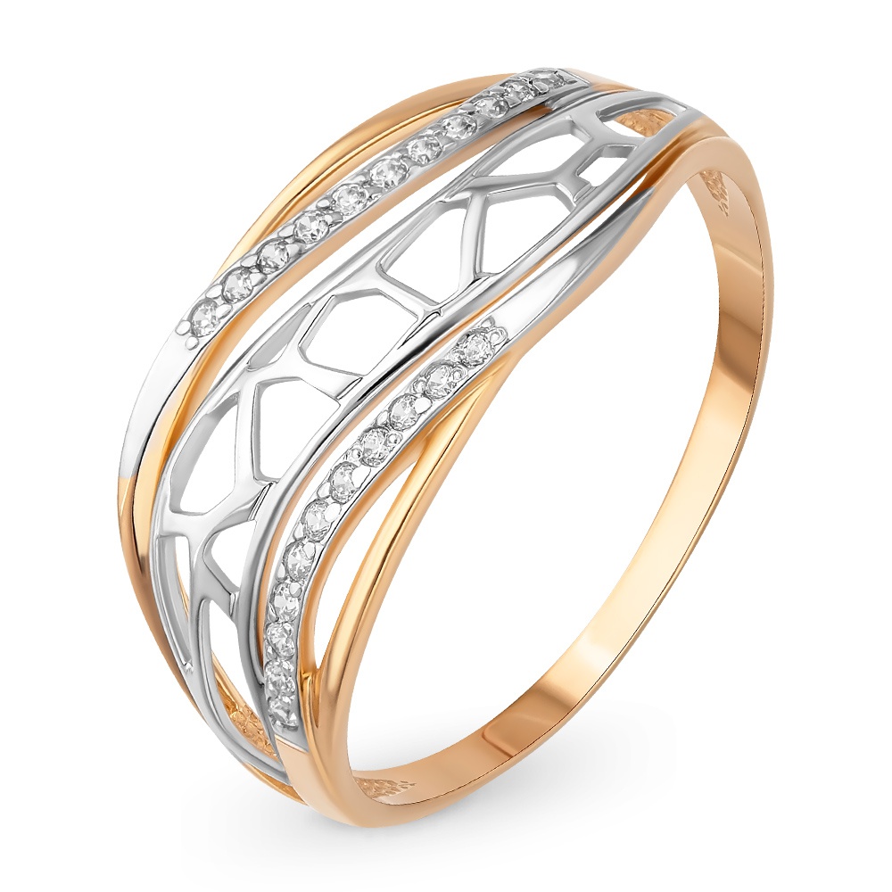 

Кольцо женское из красного золота с фианитом 585Gold 301009664, р, 301009664