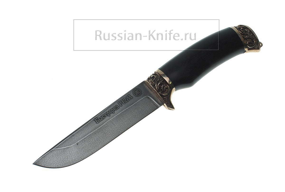 

Нож Глухарь (сталь Р12М-быстрорез), граб+литье, А.Жбанов