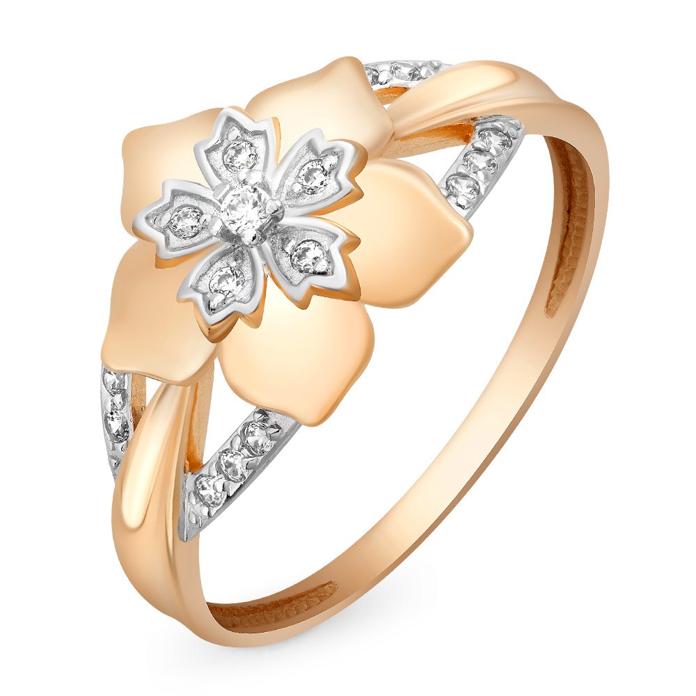 

Кольцо женское из красного золота с фианитом 585Gold 301009711, р, 301009711