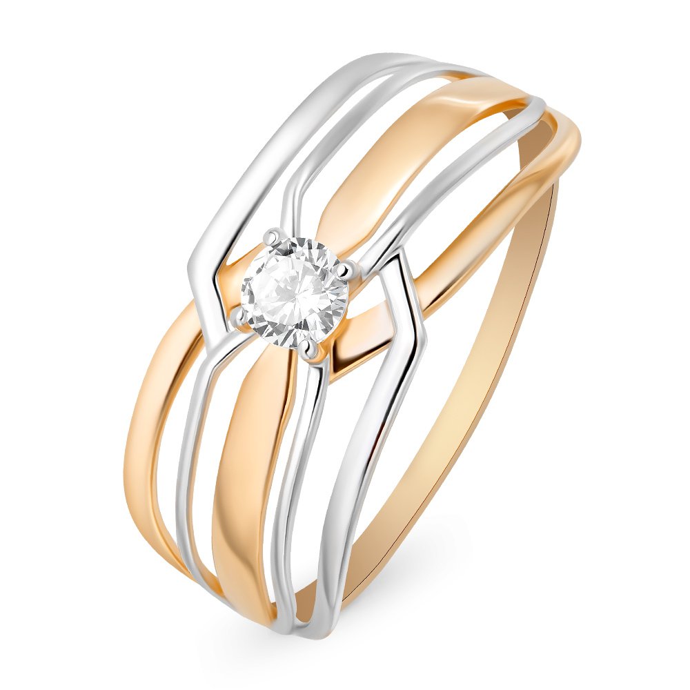 

Кольцо женское из красного золота с фианитом 585Gold 301009569, р, 301009569