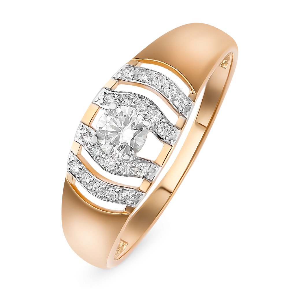

Кольцо женское из красного золота с фианитом 585Gold 301009596, р, 301009596