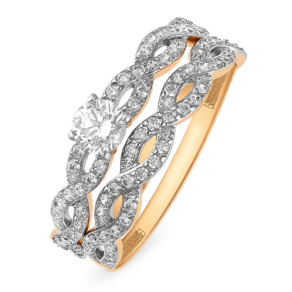 

Кольцо женское из красного золота с фианитом 585Gold 301009659, р, 301009659