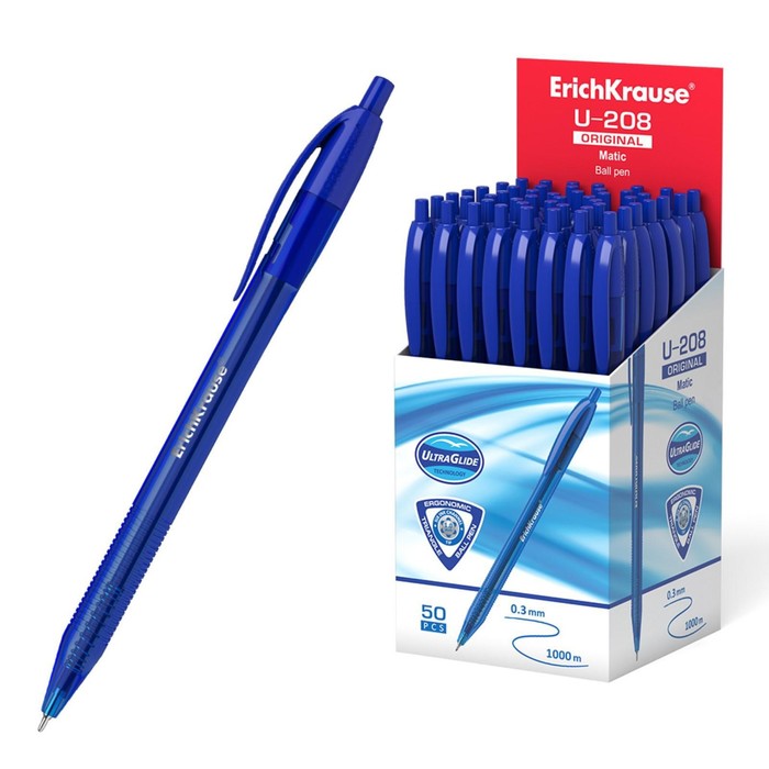 

Ручка шариковая авт ErichKrause U-208 Original Matic 1.0, Ultra Glide Technology, синяя 47, U-serias