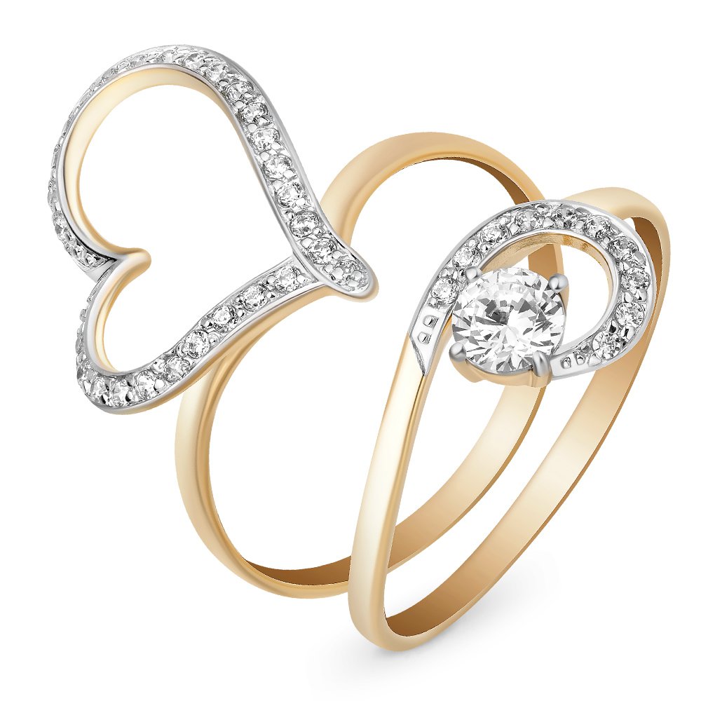 

Кольцо женское из красного золота с фианитом 585Gold 301009765, р, 301009765