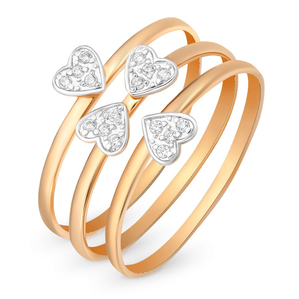 

Кольцо женское из красного золота с фианитом 585Gold 301009761, р, 301009761