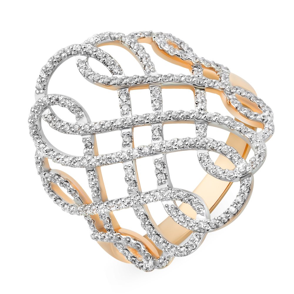 

Кольцо женское из красного золота с фианитом 585Gold 301009744, р, 301009744