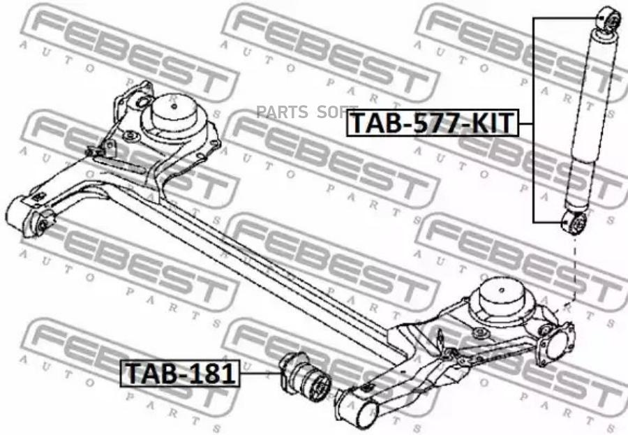 

FEBECT TAB577KIT TAB-577-KIT_комплект сайлентблоков заднего амортизатора! 2шт\ Toyota Pass