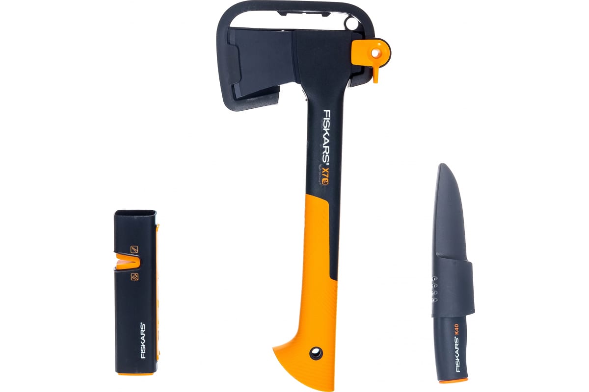 

Набор Fiskars: универсальный топор Х7, нож К40, точилка для топоров и ножей