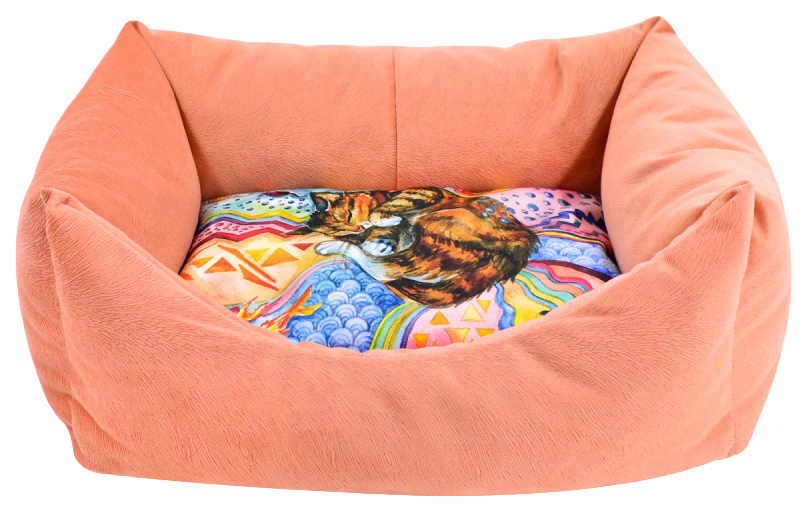 

Лежанка-пухлик ZooExpress, Сны рисунок Кошка №3, коралловая, 55х40х23 см