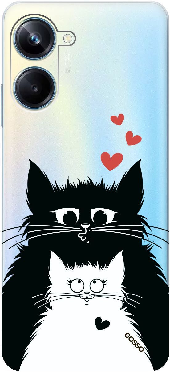 

Силиконовый чехол на Realme 10 Pro "Cats in Love" прозрачный, Прозрачный;белый, 158597