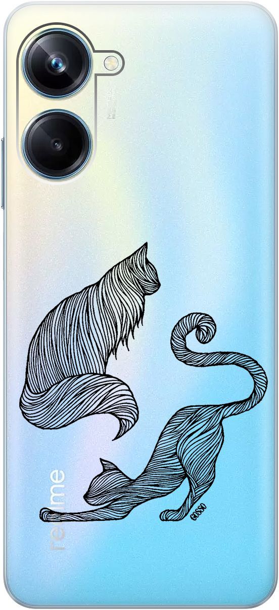 

Силиконовый чехол на Realme 10 Pro "Lazy Cats" прозрачный, Прозрачный;серый, 158597