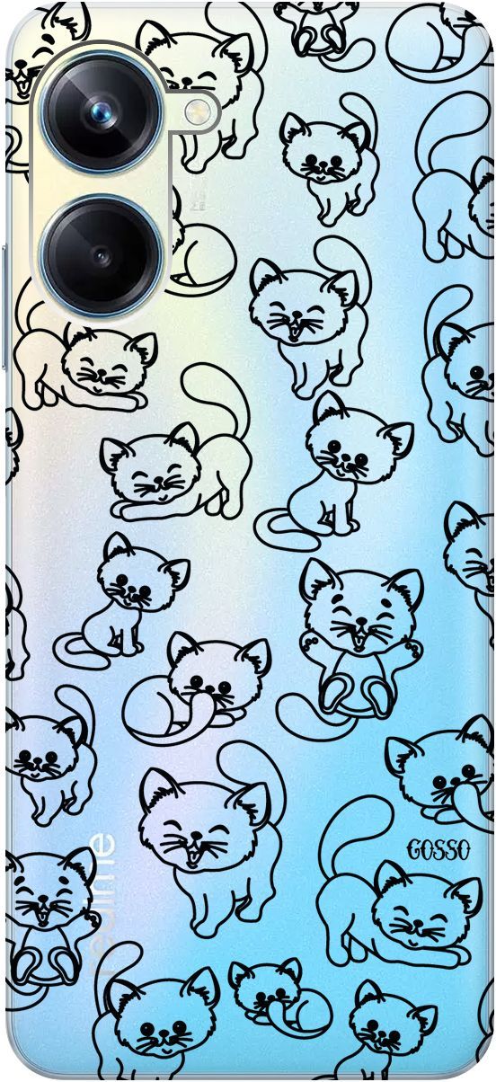 

Силиконовый чехол на Realme 10 Pro "Cute Kitties" прозрачный, Прозрачный;черный, 158597