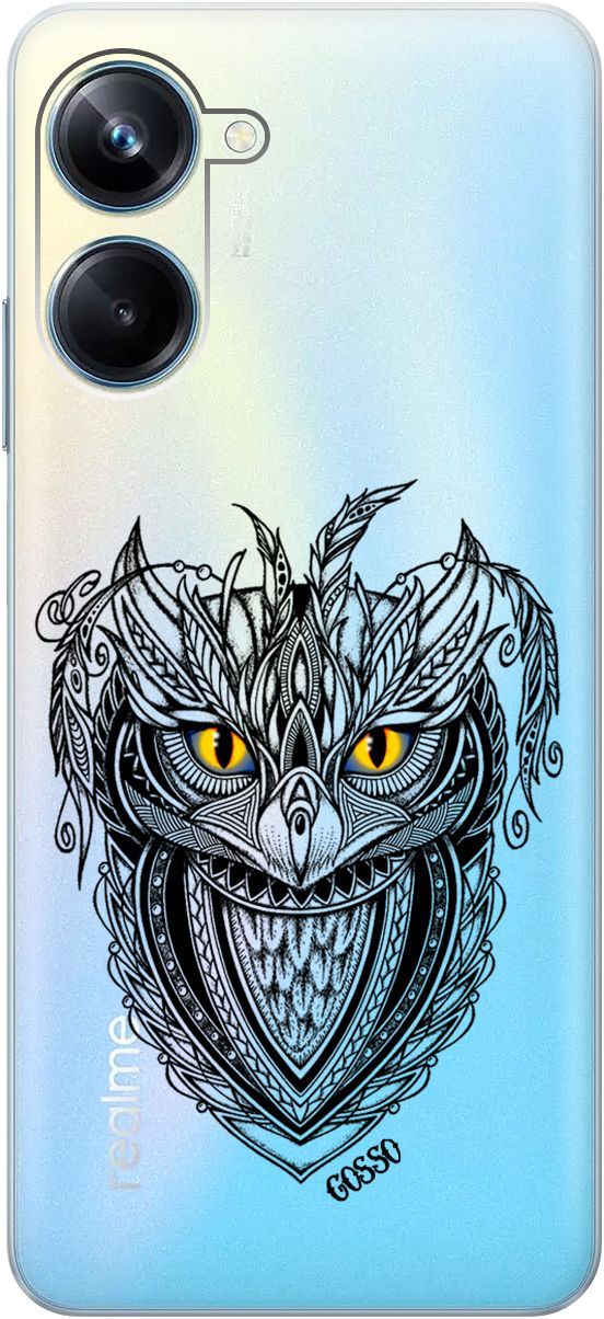 

Силиконовый чехол на Realme 10 Pro "Grand Owl" прозрачный, Прозрачный;желтый, 158597