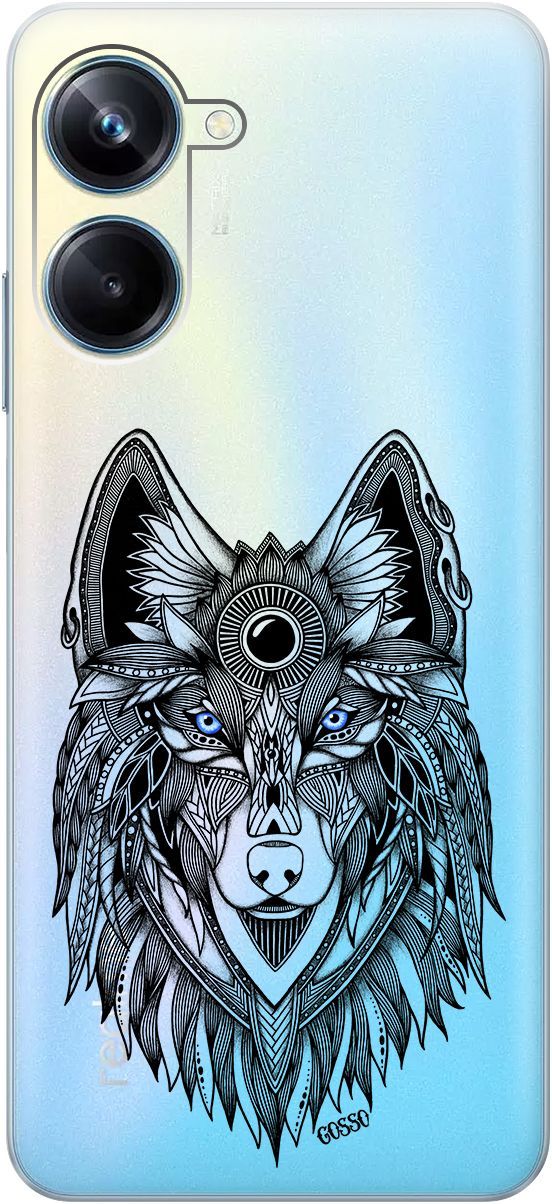 

Силиконовый чехол на Realme 10 Pro "Grand Wolf" прозрачный, Прозрачный;голубой, 158597