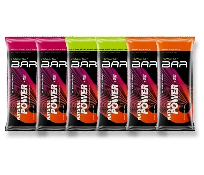 Набор батончиков POWERUP BAR, 50 г, FRUIT + NUTS MIX6