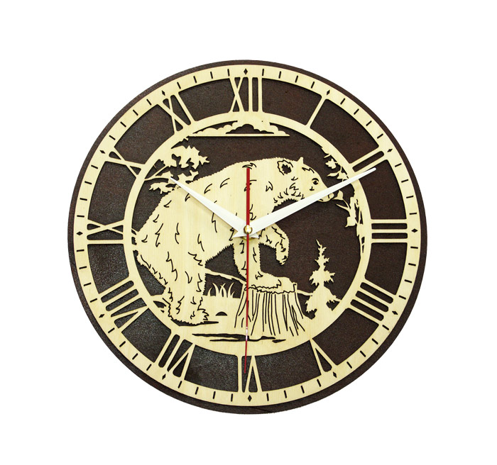 фото Часы настенные сувенирные модель медведь (диаметр 280мм) борнео