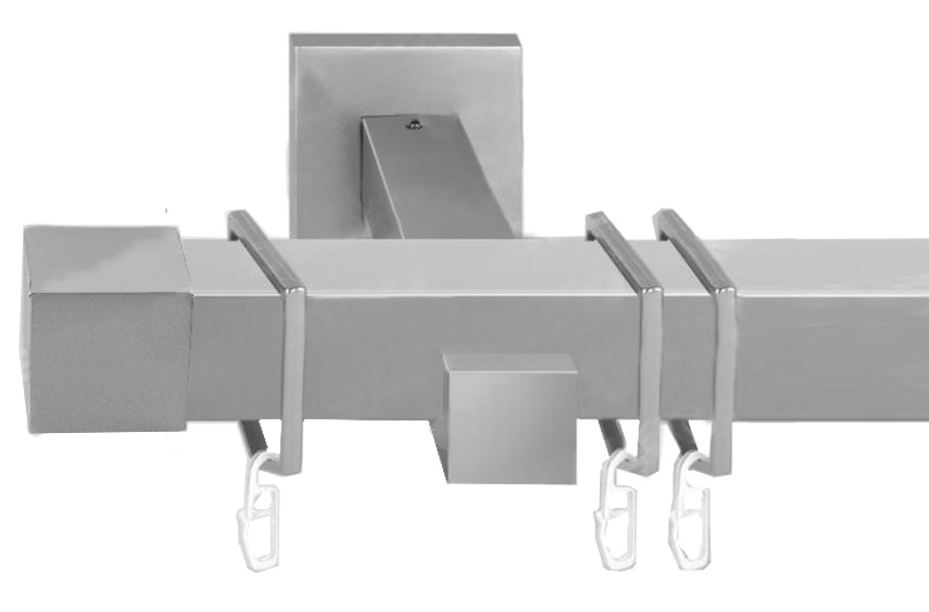 

Карниз Заглушка квадро квадро однорядный для тюля штор и портьеры, хром, 240см, Серебристый, Заглушка квадро