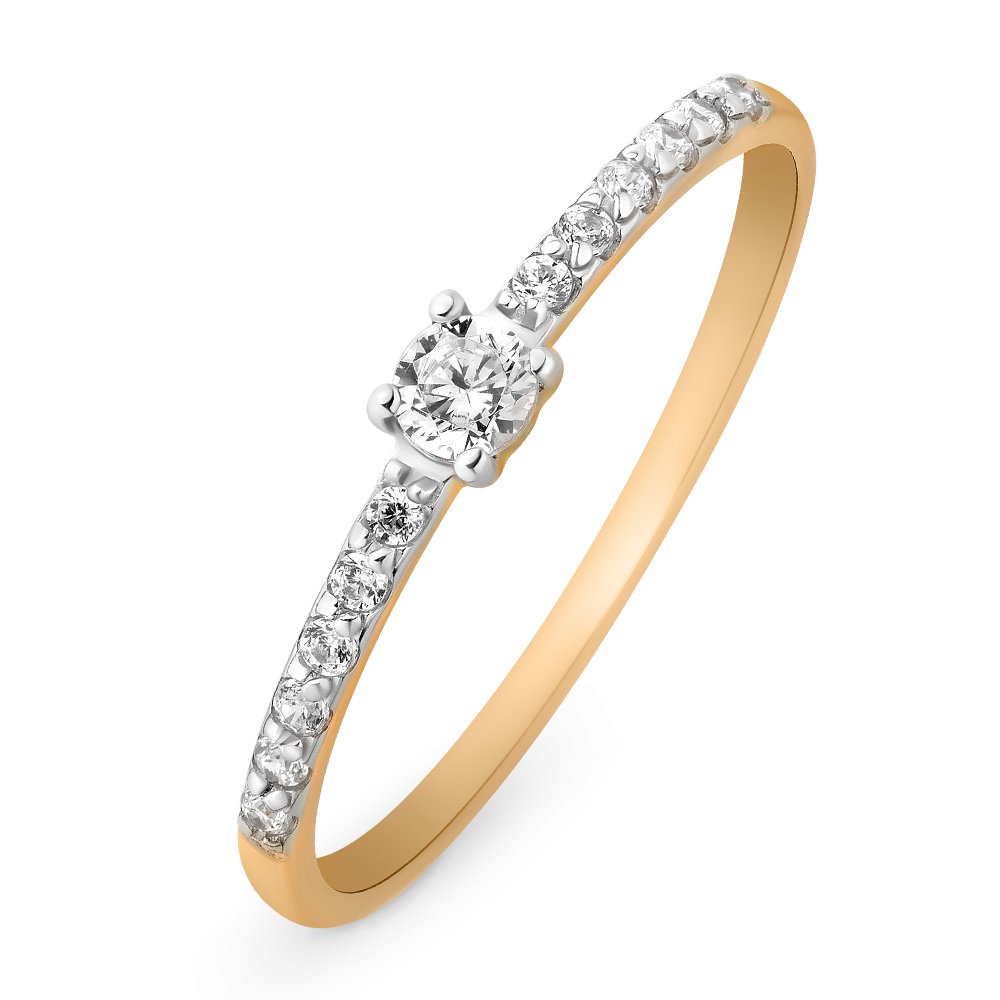 

Кольцо женское из красного золота с фианитом 585Gold 301009738, р, 301009738
