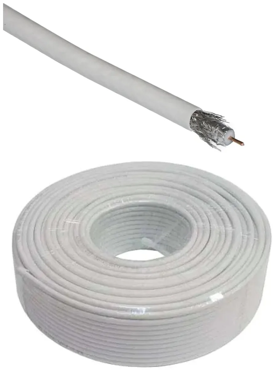 

Кабель NoBrand TV - F-plug, 100м белый (RG-6U_100), RG-6U