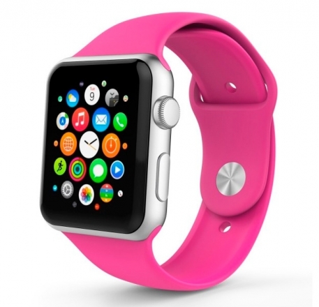 

Ремешок силиконовый для Apple Watch 42/44мм (47), кислотно-розовый, на кнопке