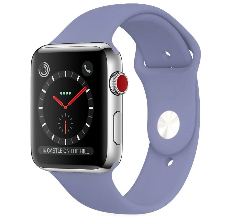 

Ремешок силиконовый для Apple Watch 42/44мм (46), лавандовый серый, на кнопке