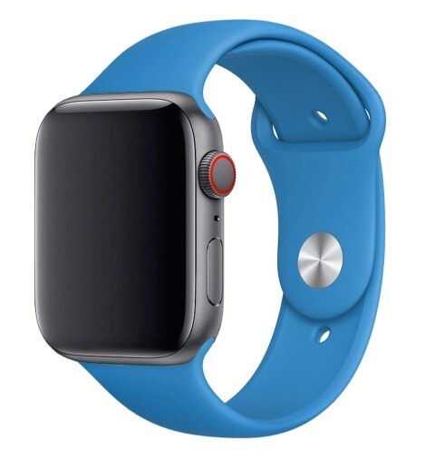 

Ремешок силиконовый для Apple Watch 42/44мм (38), джинсовый синий, на кнопке