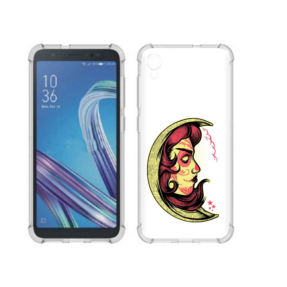 

Чехол MyPads Tocco для Asus ZenFone Live L1 (G552KL) желтый полумесяц с лицом девушки, Прозрачный, Tocco