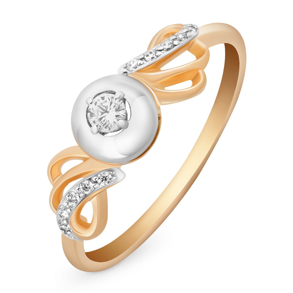 

Кольцо женское из красного золота с фианитом 585Gold 301009592, р, 301009592