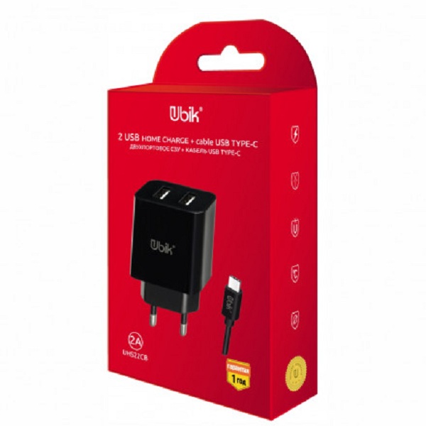 

Сетевое зарядное устройство Ubik UHS22C отсутствует 1xUSB, 1xUSB Type-C 2 А черный, UHS22C