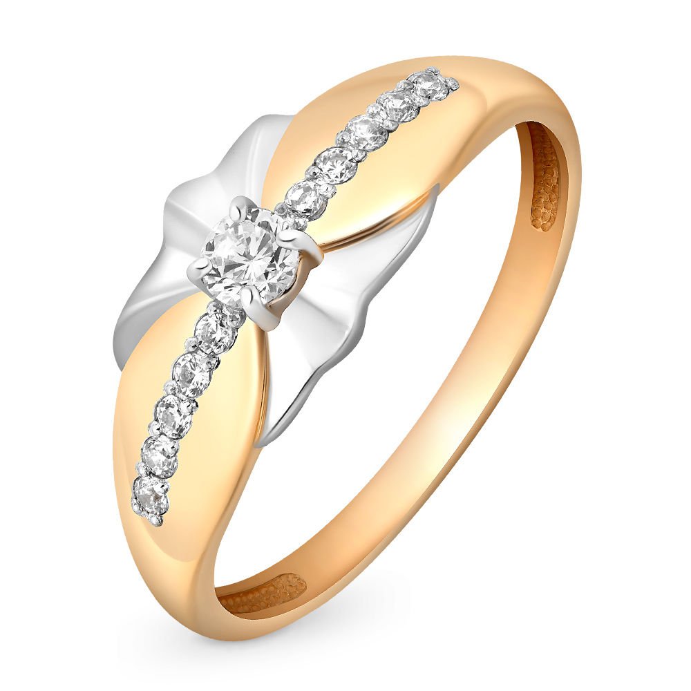 

Кольцо женское из красного золота с фианитом 585Gold 301009615, р, 301009615