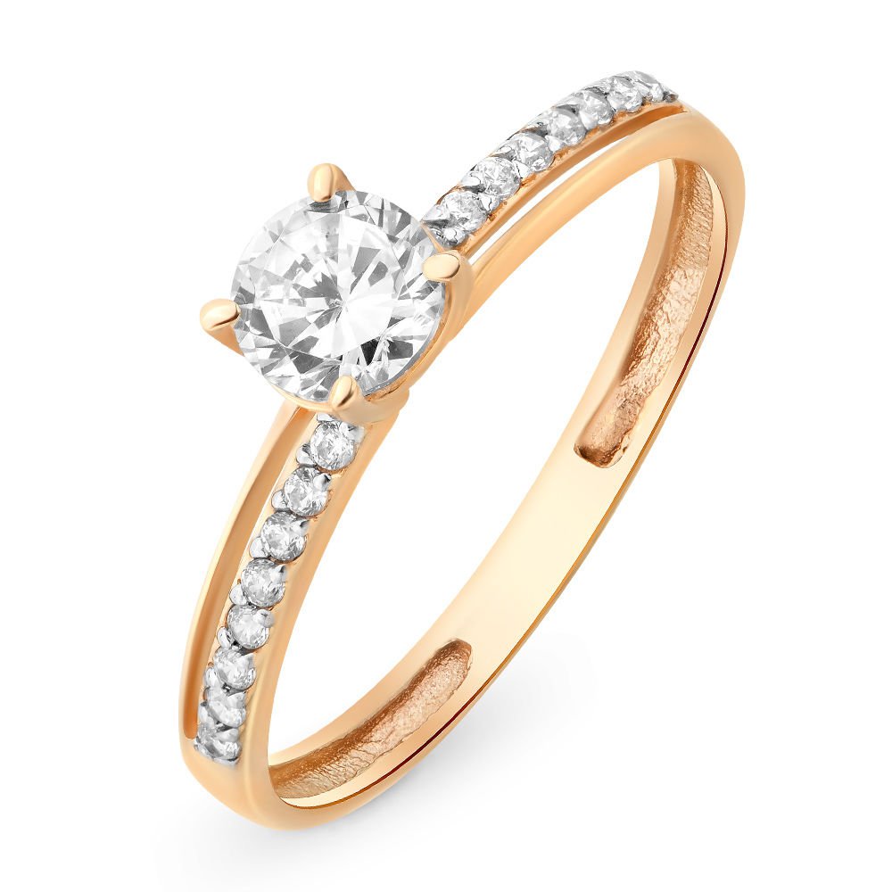

Кольцо женское из красного золота с фианитом 585Gold 301009611, р, 301009611