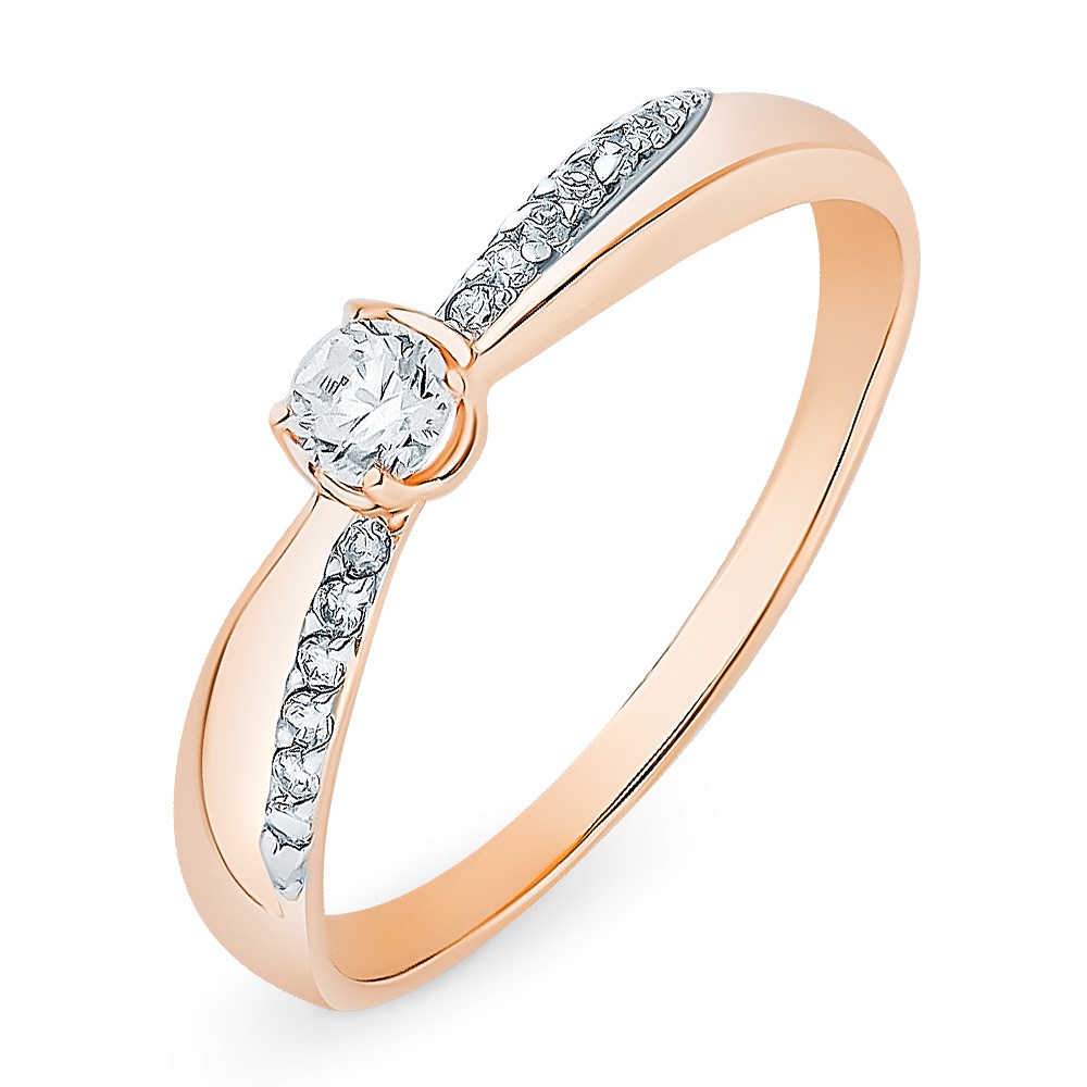 

Кольцо женское из красного золота с фианитом 585Gold 301009610, р, 301009610