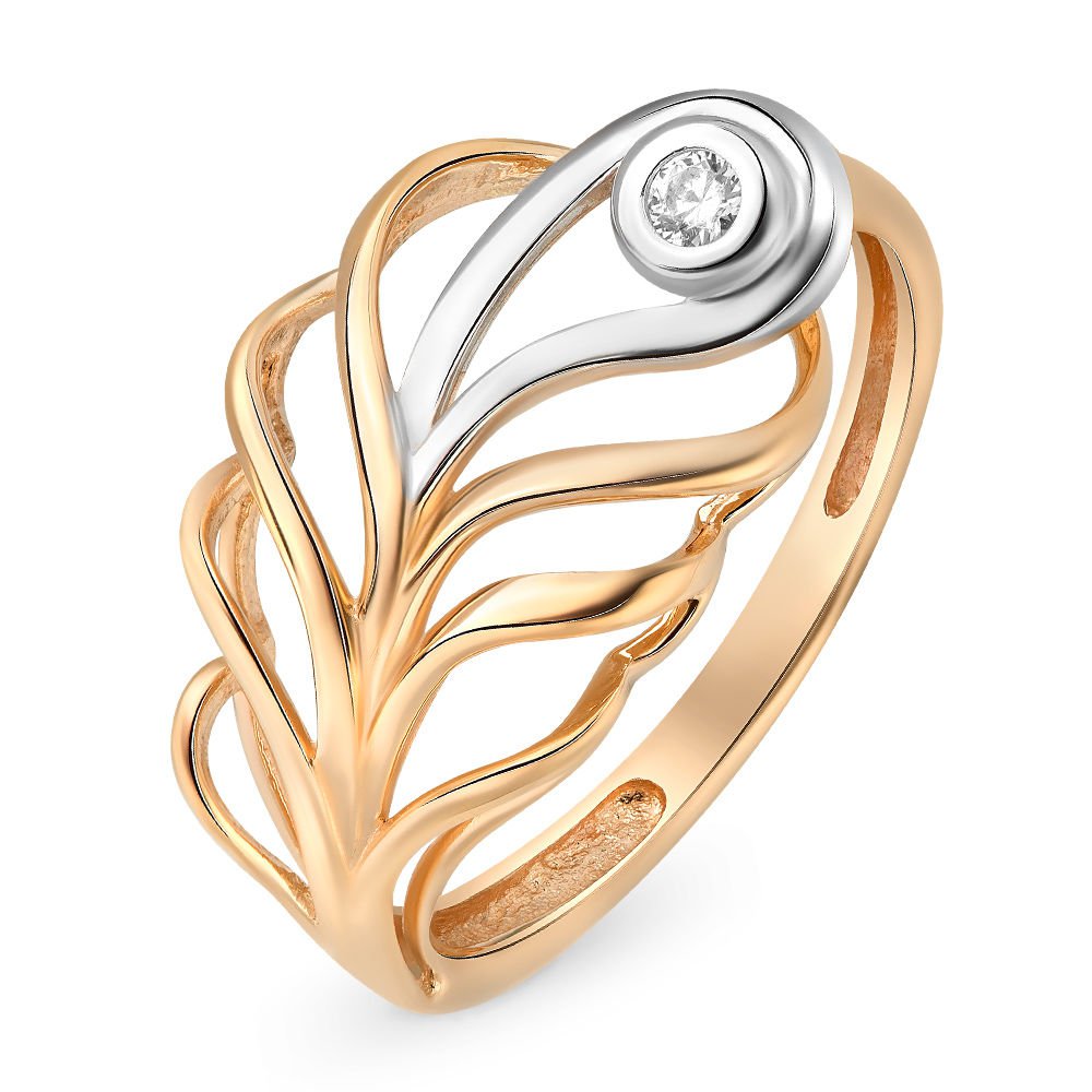

Кольцо женское из красного золота с фианитом 585Gold 301009466, р, 301009466