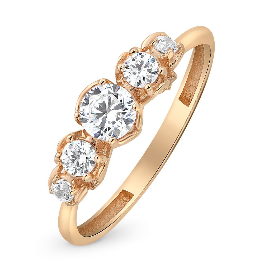

Кольцо женское из красного золота с фианитом 585Gold 301009509, р, 301009509