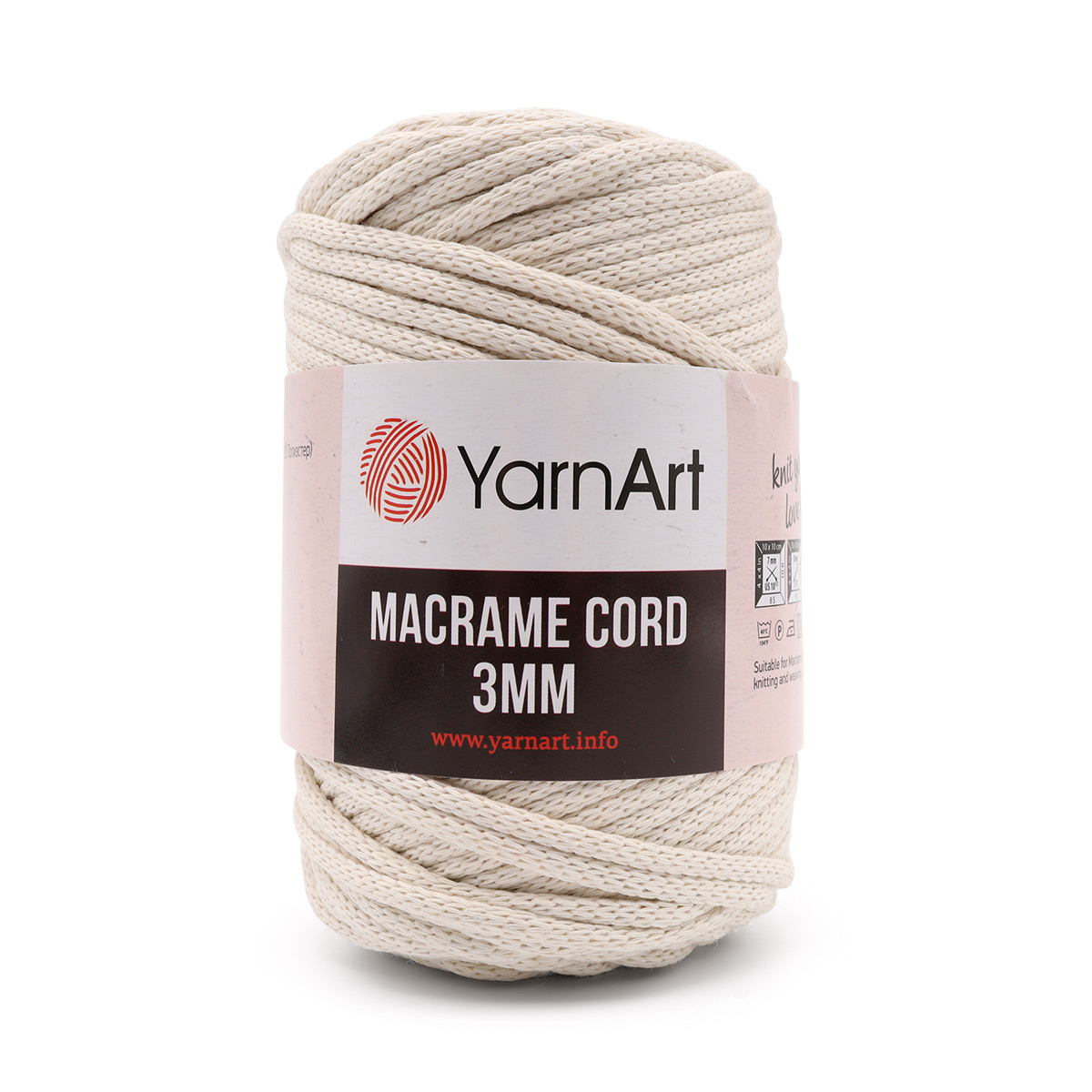 

Пряжа для вязания YarnArt Macrame Cord 3мм 250гр 85м, хлопок (752 жемчужный), 4 мотка, Macrame Cord 3мм