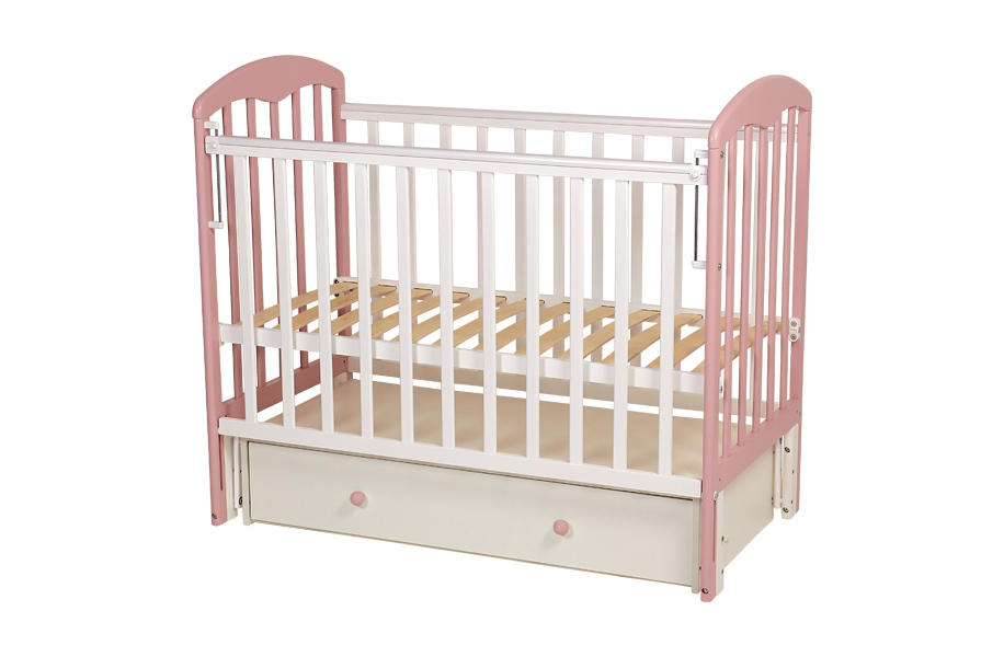 

Кроватка детская Polini kids Simple 328, белый-розовый