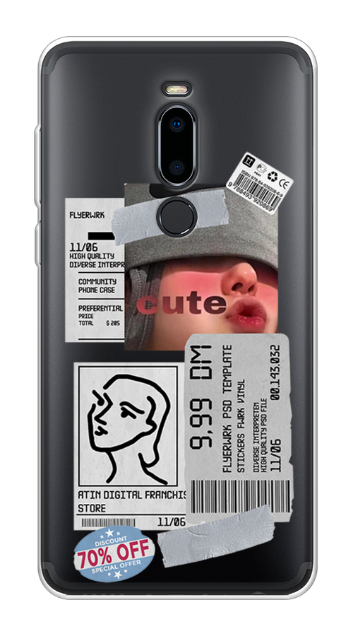 

Чехол на Meizu M8 "Cute girl collage", Розовый;серый;голубой, 73150-6