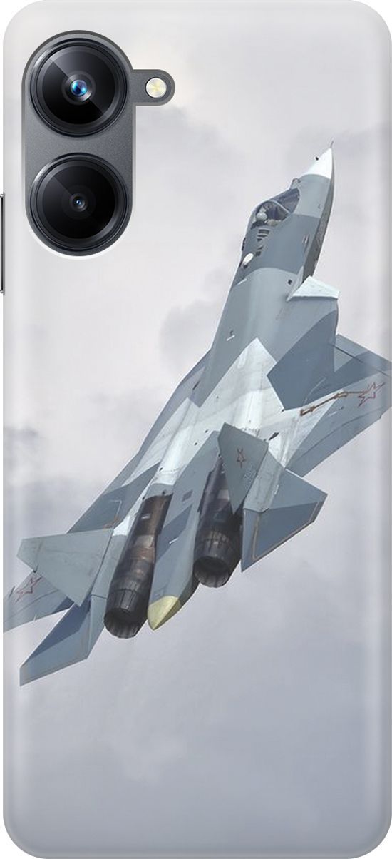 

Силиконовый чехол на Realme 10 Pro "Боевой самолет", Белый;голубой, 158584