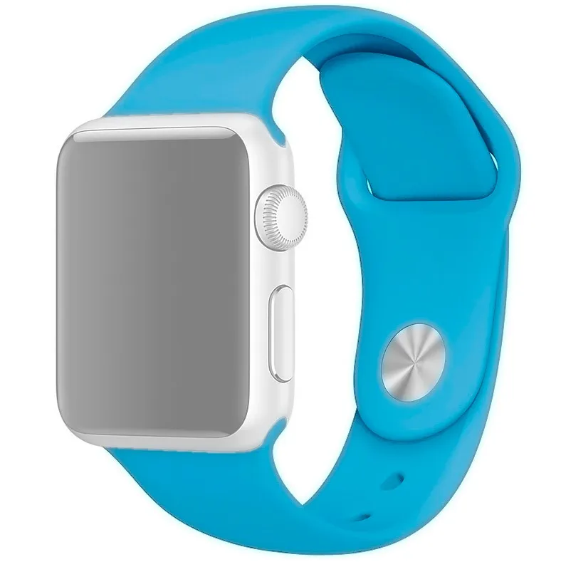 

Ремешок силиконовый для Apple Watch 42/44мм (16), голубой, на кнопке