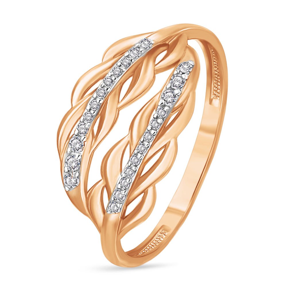 

Кольцо женское из красного золота с фианитом 585Gold 301009458, р, 301009458