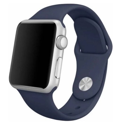 

Ремешок силиконовый для Apple Watch 38/40мм (58), синий лед, на кнопке