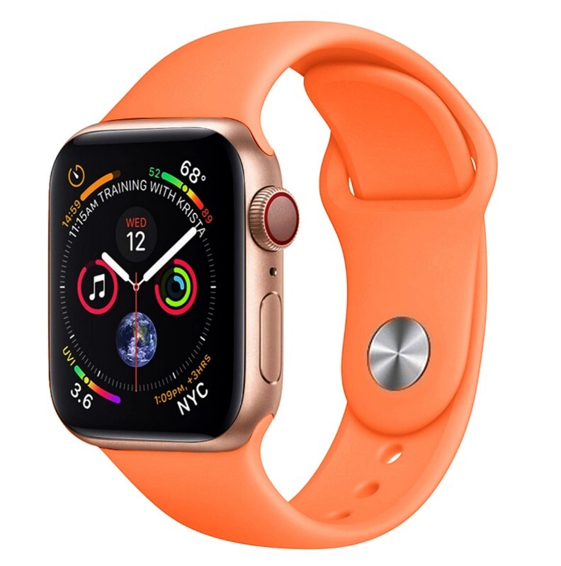 

Ремешок силиконовый для Apple Watch 38/40мм (56), папайя, на кнопке